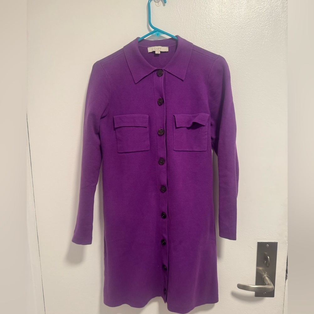 Loft Purple Button-Up Dress